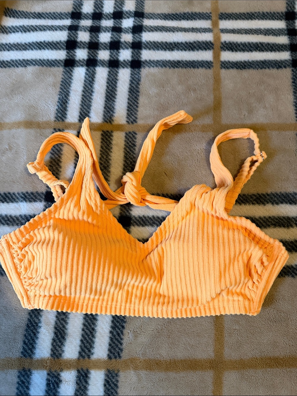 Xhilaration Orange Ribbed Bikini Top